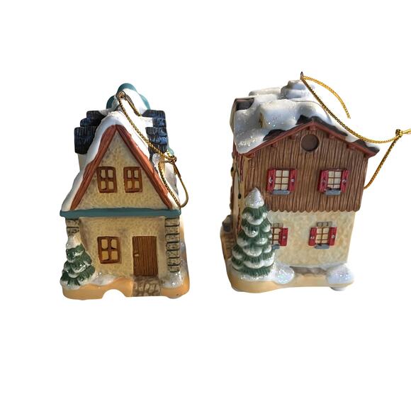 Vintage M.I. Hummel Bavarian Village Christmas Ornaments Set of 2 "Clock Shoppe" - Picture 2 of 7